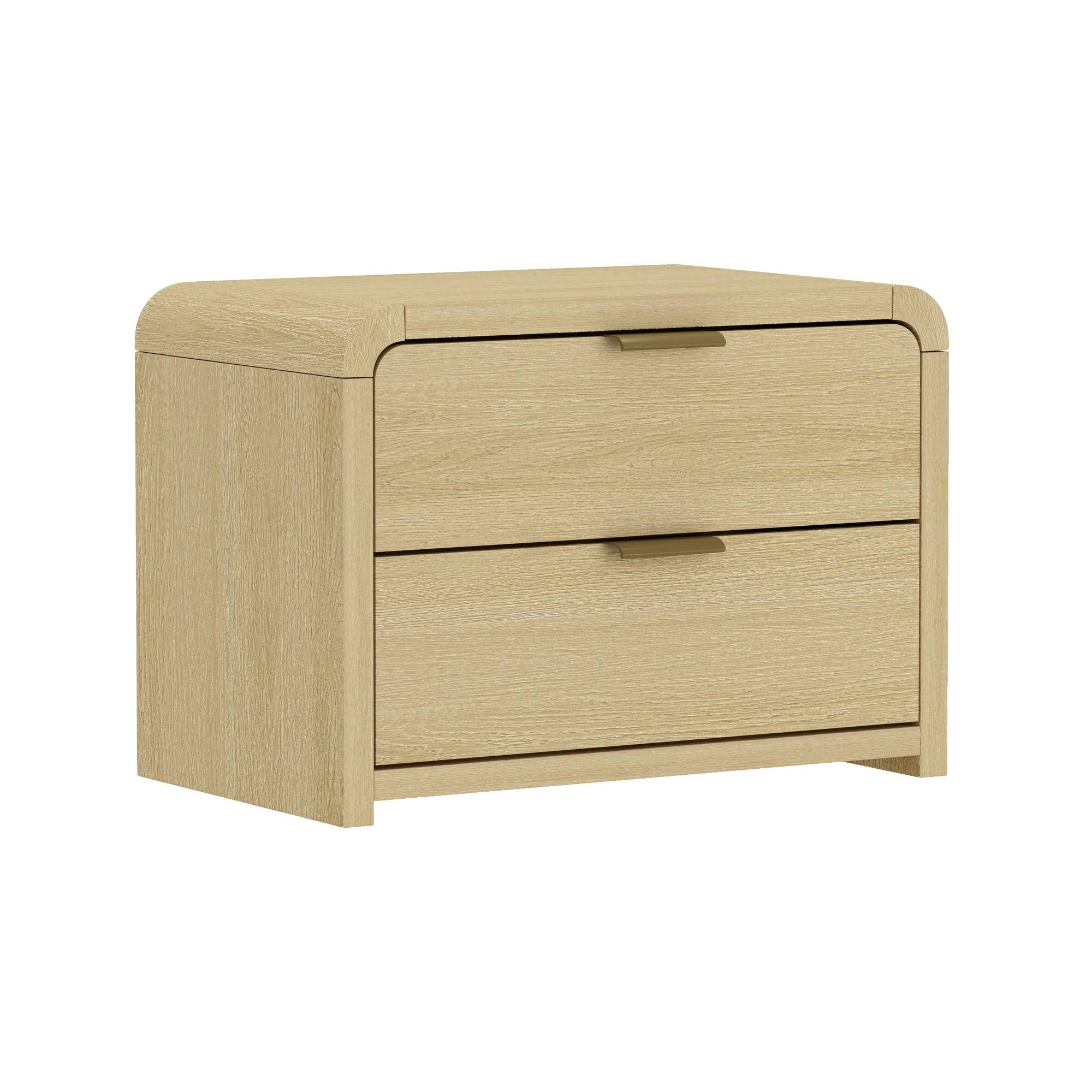 Alt View 2. Manhattan Comfort - Grace Modern 28" Nightstand - Natural Oak and Gold.