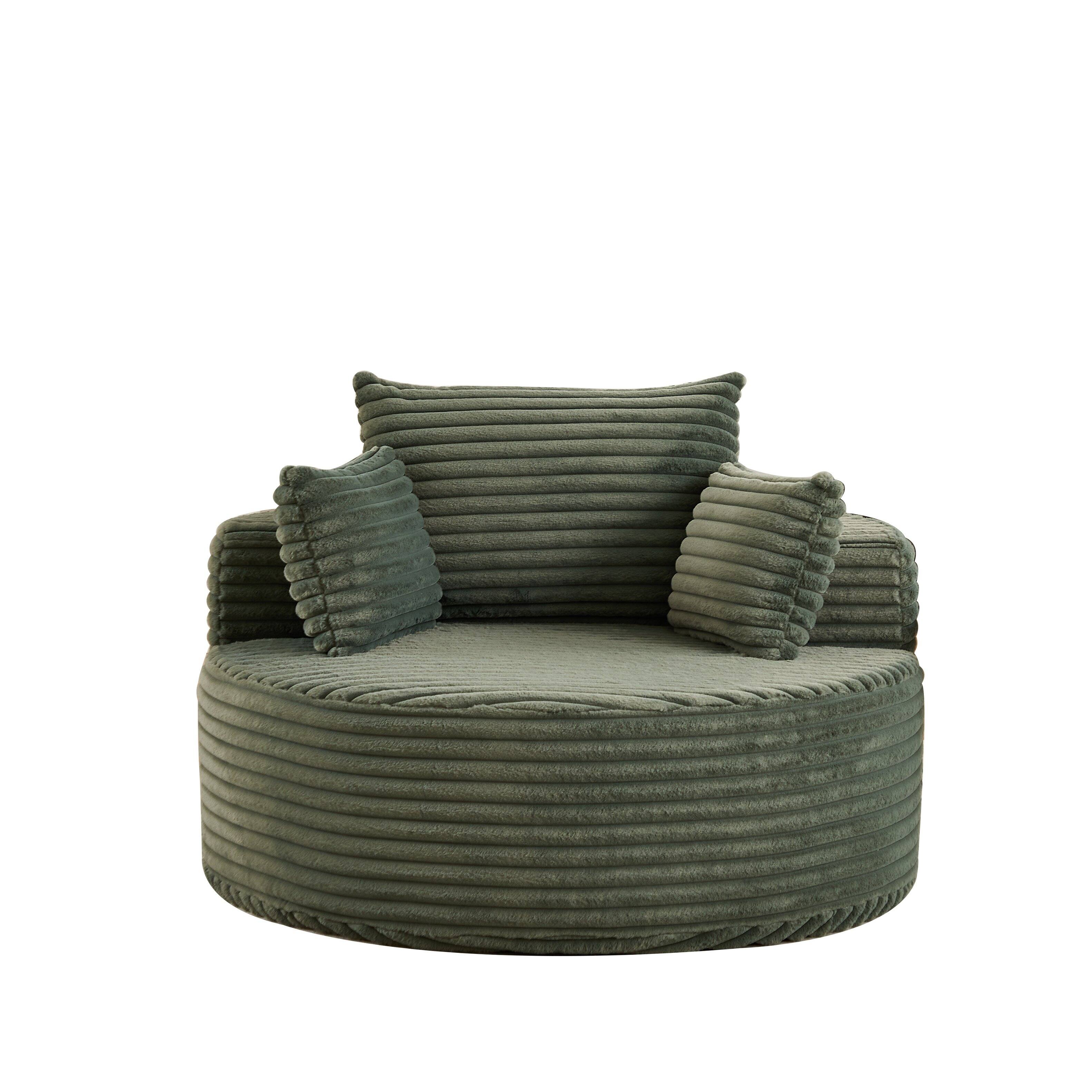 Left. COWLOWN - 50 Inch Fluffy Corduroy Sofa Bed Modern Sleeper Chair No Tools Assembly for Multi-Room Use Green - Green.