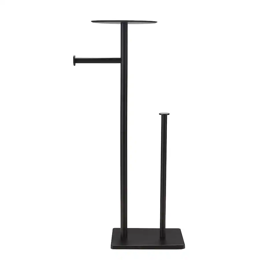 Dazzed Corner Toilet Paper Holder Stand with Shelf,Brushed Nickel Black ...