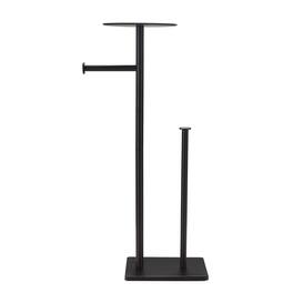 Dazzed Corner - Toilet Paper Holder Stand with Shelf,Brushed Nickel - Black