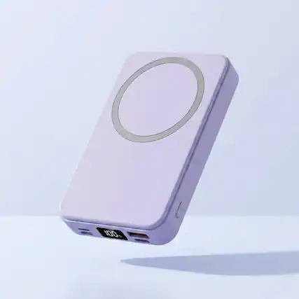 Front. Luckbyte - 10000mAh Portable Power Bank - 22.5W Super Fast Charging Battery Pack with Digital Display, Lavender Purple.