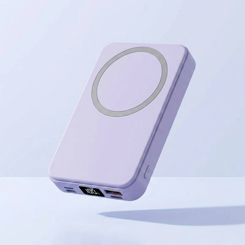 Front. Luckbyte - 10000mAh Portable Power Bank - 22.5W Super Fast Charging Battery Pack with Digital Display, Lavender Purple.