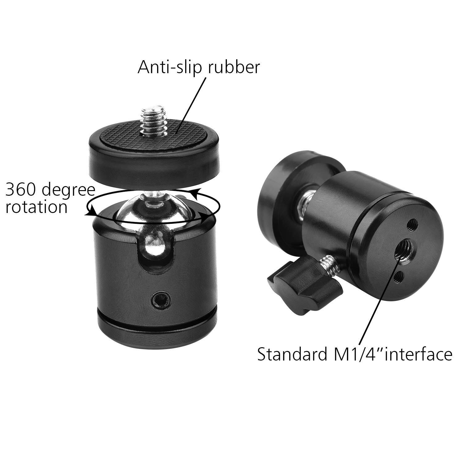 Anti-slip rubber  
360 degree rotation  
Standard M1/4" interface