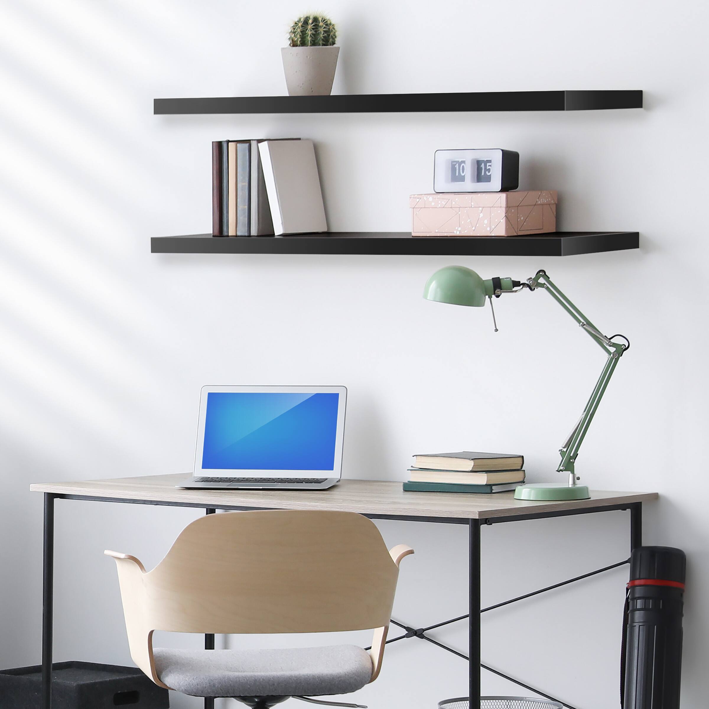 Alt View 4. Sorbus - Sorbus 2 Pack 47 x 9.25 Inch Wall Mounted Floating Shelves - Stylish and Functional Storage - Black.