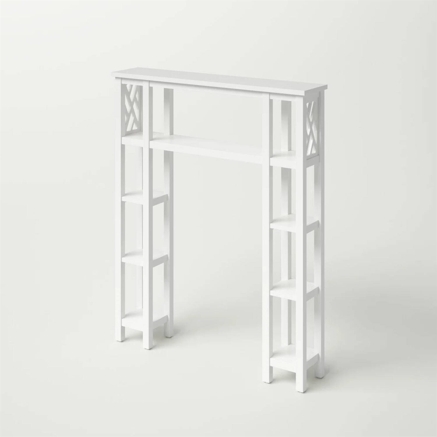 Left. Hivvago - Over the Toilet Bathroom Shelving Unit with 9-Shelves in White Wood Finish - White.