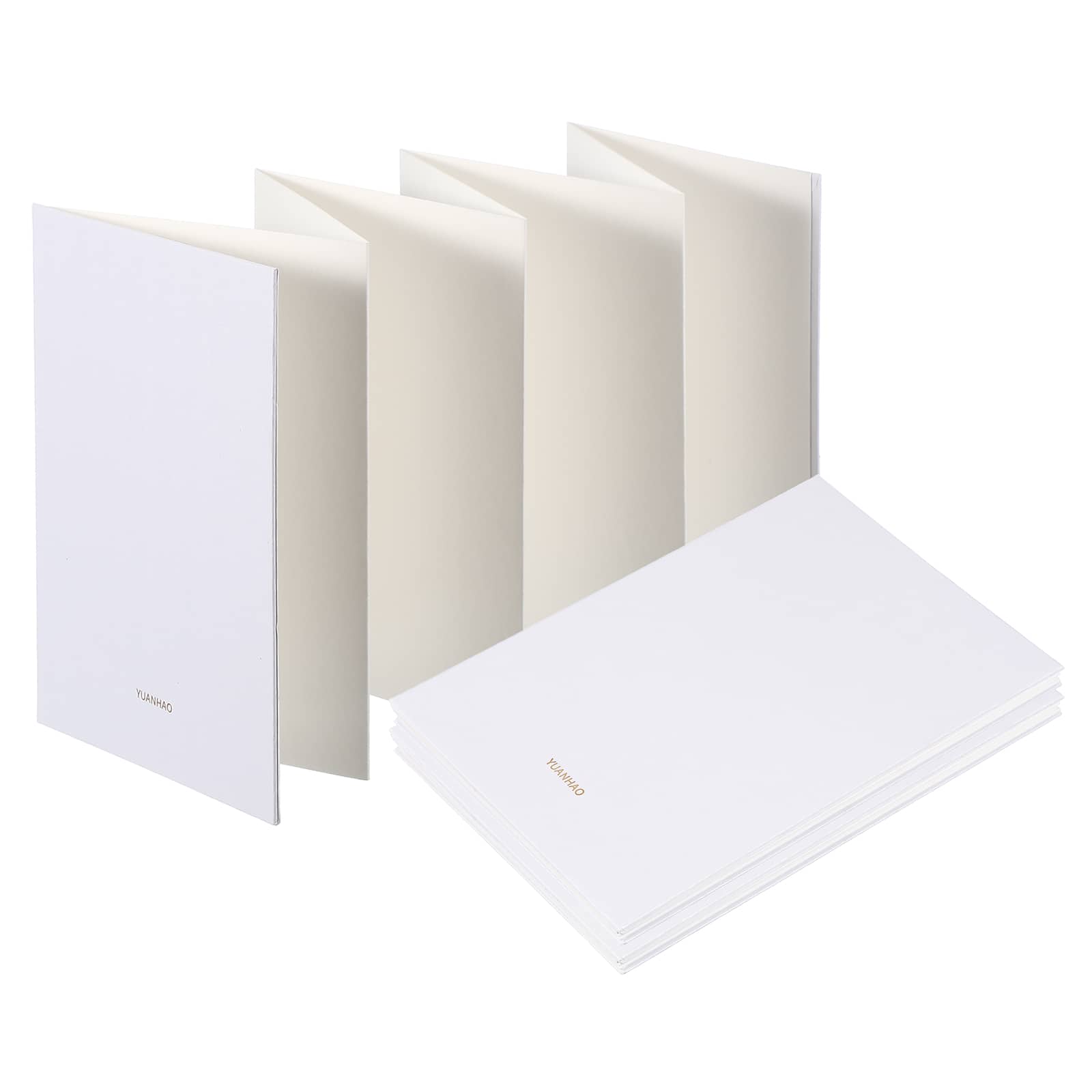 Unique Bargains - 2pcs Concertina Sketchbook, 7.5x5.2in 16 Sheets 300GSM Unfold 103cm Blank Travel Journal for Drawing - White