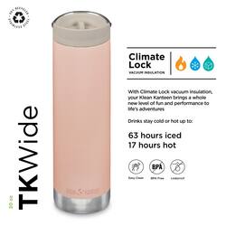 20 oz TKWide Klean Kanteen Climate Lock VACUUM With Climate Lock vacuum insulation, your Klean Kanteen brings a whole new level of fun and performance to life's adventures. Drinks stay cold or hot up to: 63 hours iced 17 hours hot EPA