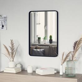 Emma + Oliver - Afsin Wall Mirror with Silver Backed Glass for Clarity for Entryways, Bathrooms & More - Black