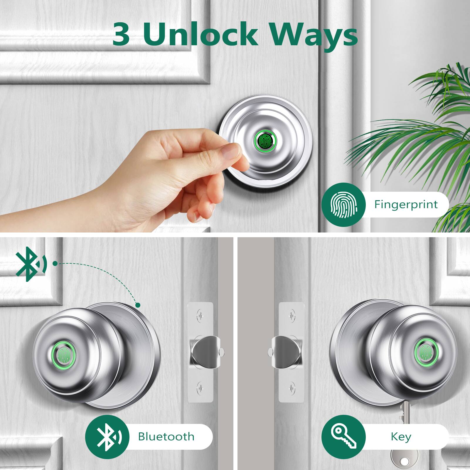 3 Unlock Ways

- Fingerprint
- Bluetooth
- Key