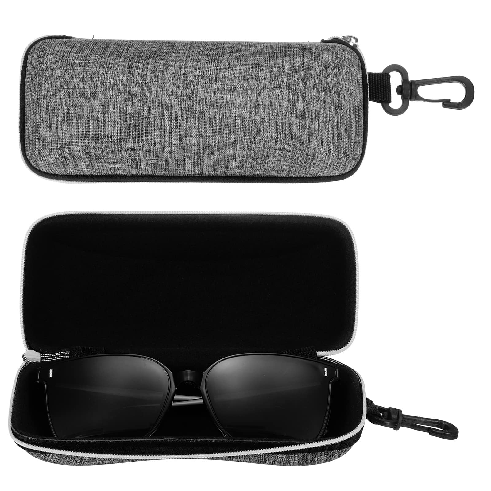 Unique Bargains - 2pcs Sunglasses Soft Case Hard Shell Zipper Holder with Lanyard for Travel Sport - Gray price history on PriceWatchPro