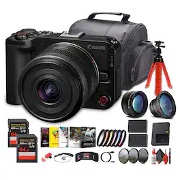 Canon - EOS R50 V + 14–30mm Lens Kit | 4K60p Vlogging Camera, Power Zoom Lens - Bundle (International Version)