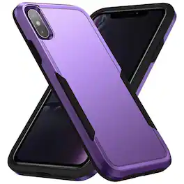 Entronix - iPhone X/XS Case - Soft-Touch Dual-Layer Protective Cover with Raised Edges - Purple
