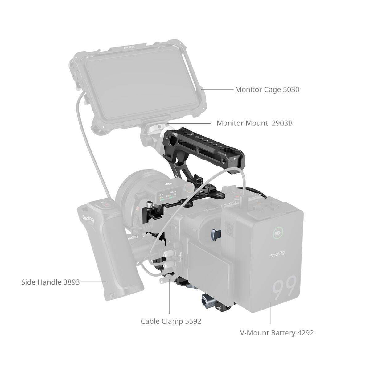 Monitor Cage 5030  
Monitor Mount 2903B  
Side Handle 3893  
Cable Clamp 5592  
V-Mount Battery 4292