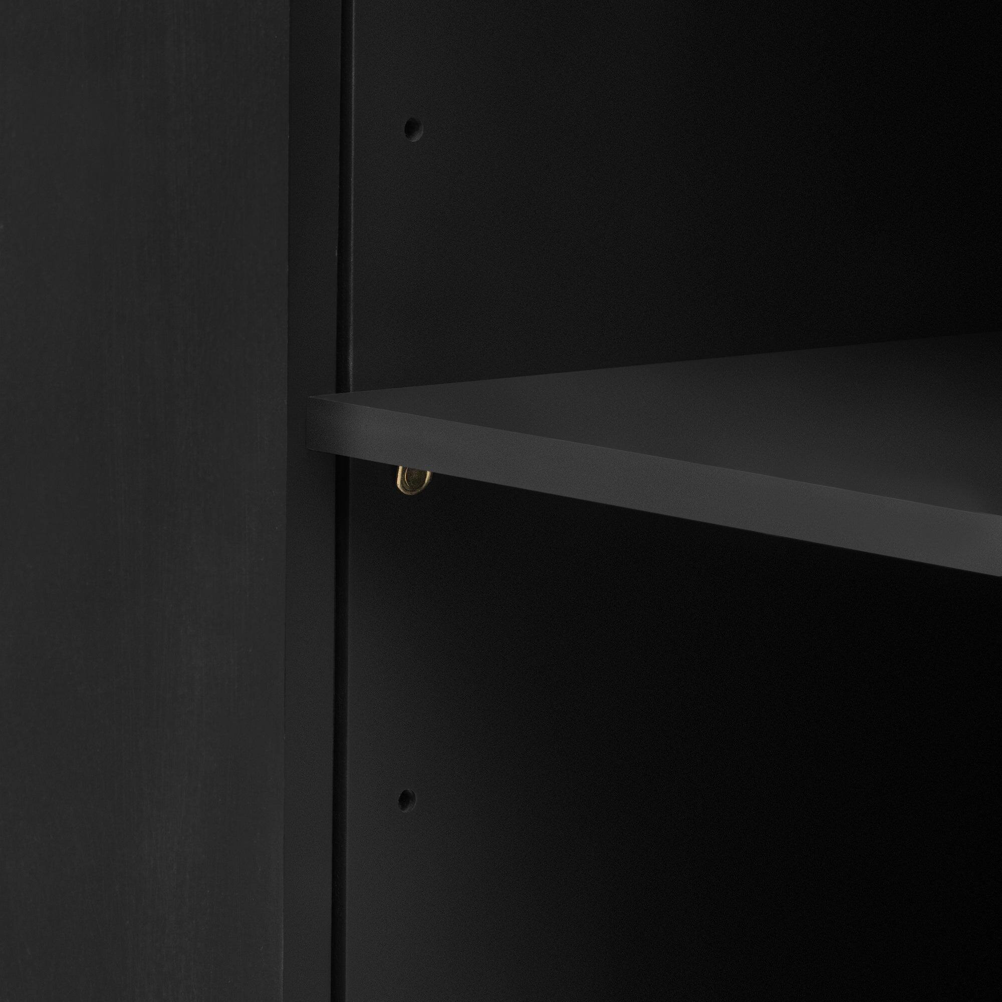 Alt View 4. Boyel Living - Modern Vertical Stripe Storage Cabinet with Metal Handles - Black.