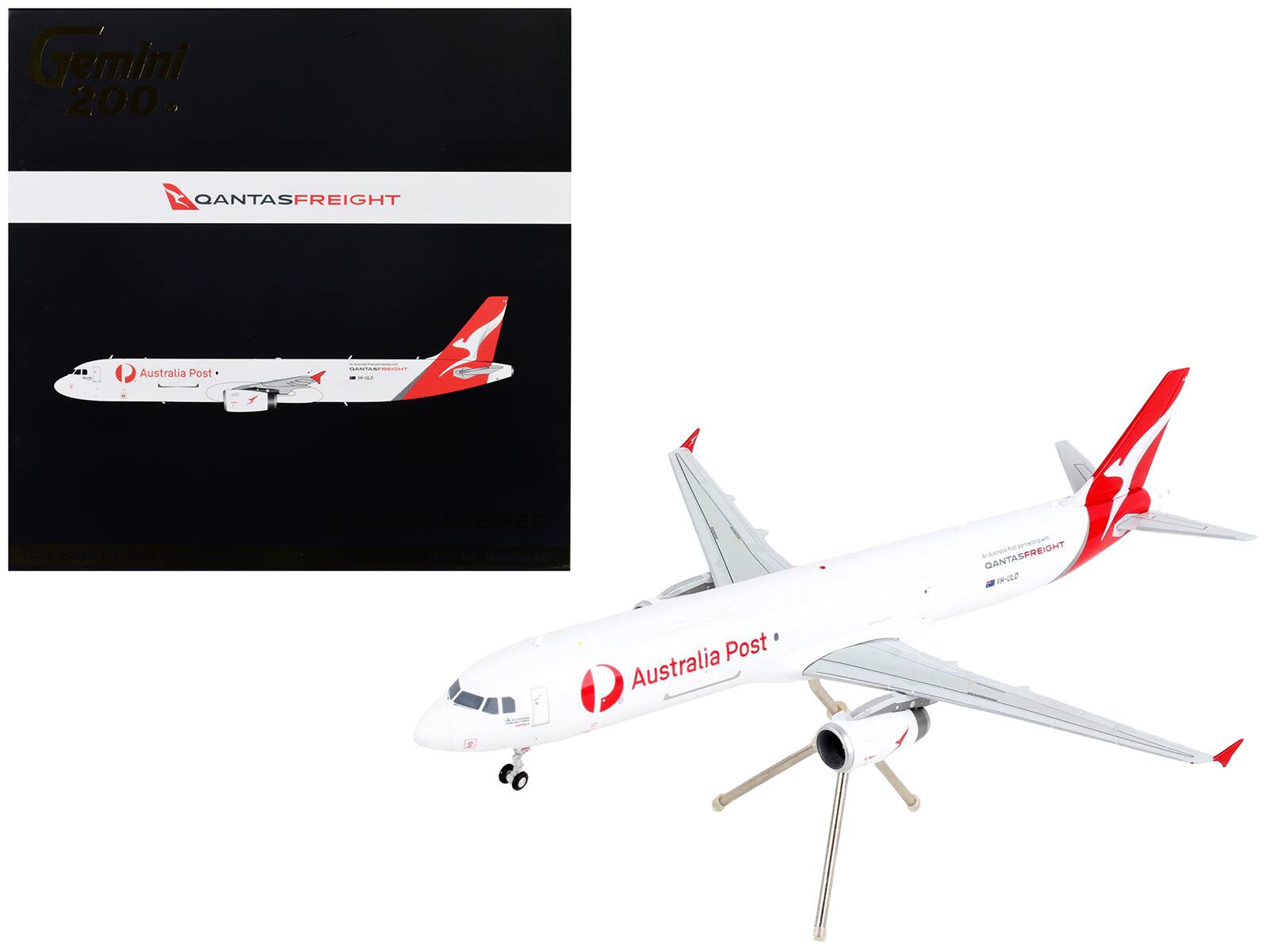 GeminiJets - Airbus A321P2F Commercial Aircraft Qantas Freight - Australia Post Tail Gemini 200 Series 1/200 - White with Red