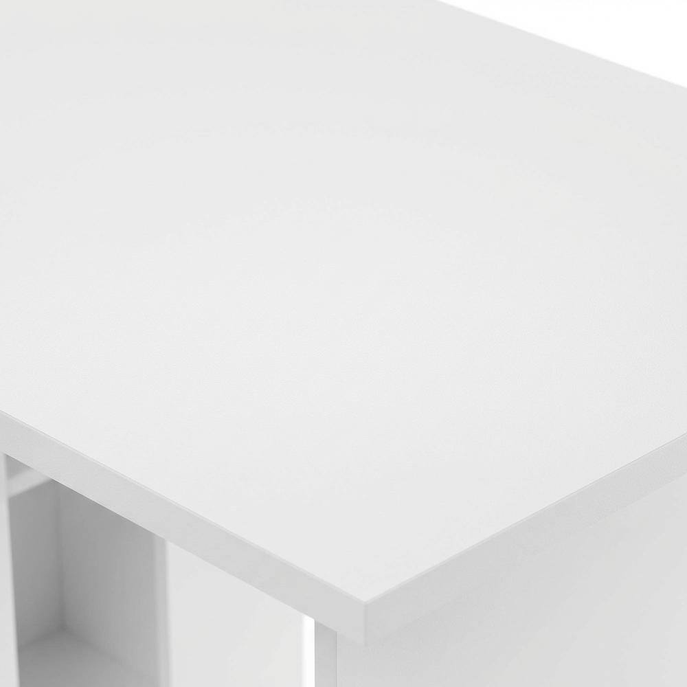 Alt View 1. BisonOffice - White L-Shape Desk with Bookshelf and Spacious Workspace - White.