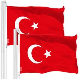 G128 - 2-Pack Turkey Flag 3 ft x 5 ft — 150D Polyester, Dye-Sublimated, Brass Grommets - Assorted Colors