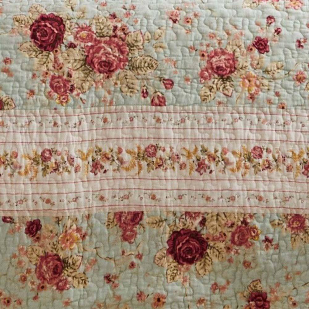 Alt View 4. Greenland Home Fashions - Greenland Home Antique Rose Authentic Patchwork Construction Quilt Set 2-Piece Twin/XL Blue - Blue.