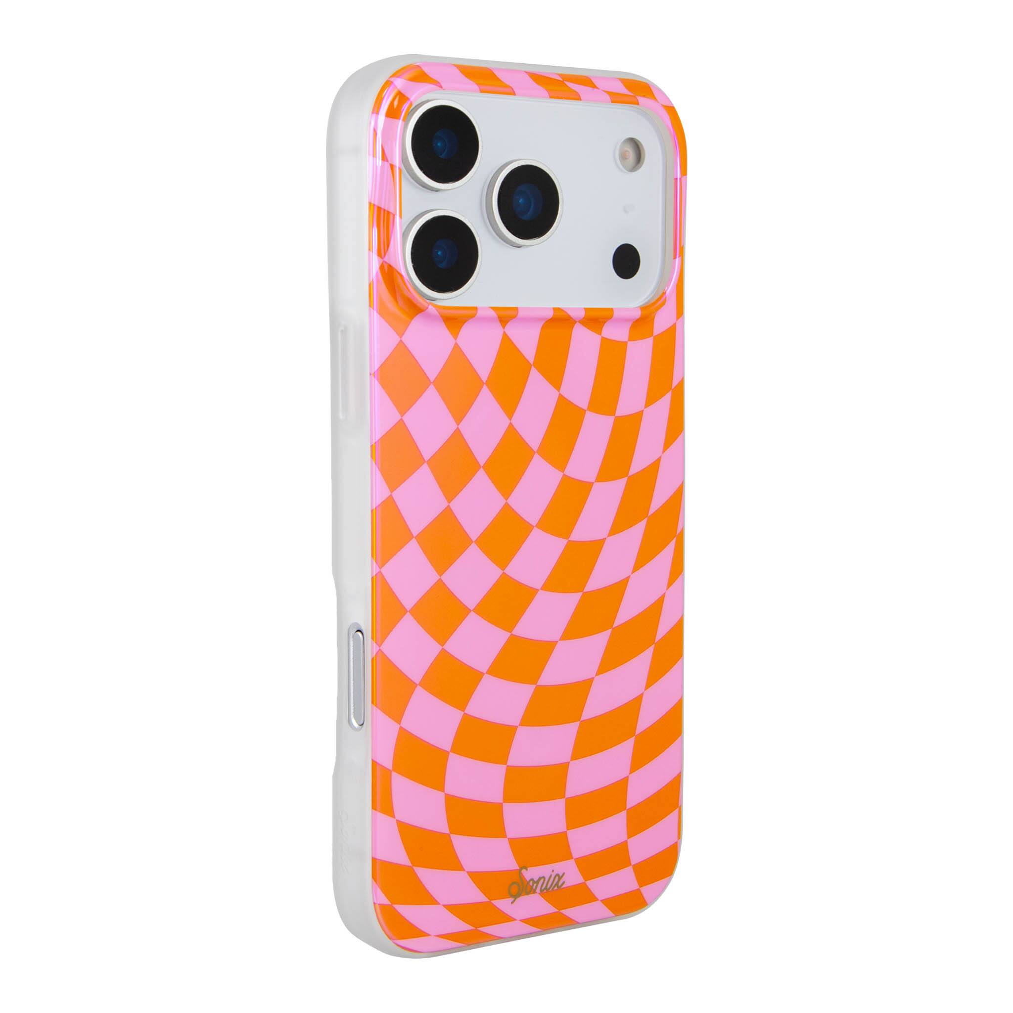 Angle. Sonix - iPhone 17 Pro Max Case Checkmate Pink & Orange - Pink.