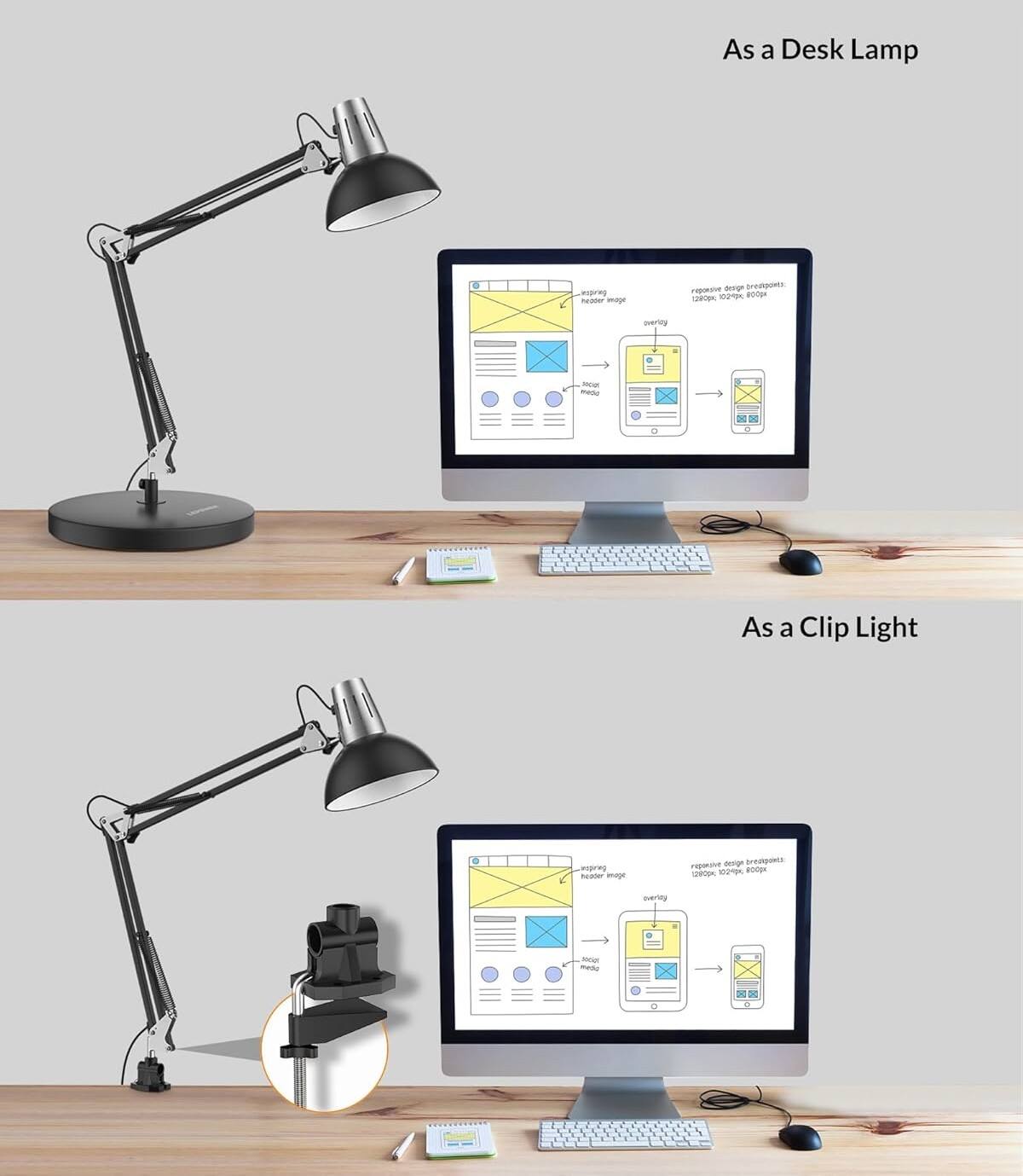 As a Desk Lamp

As a Clip Light