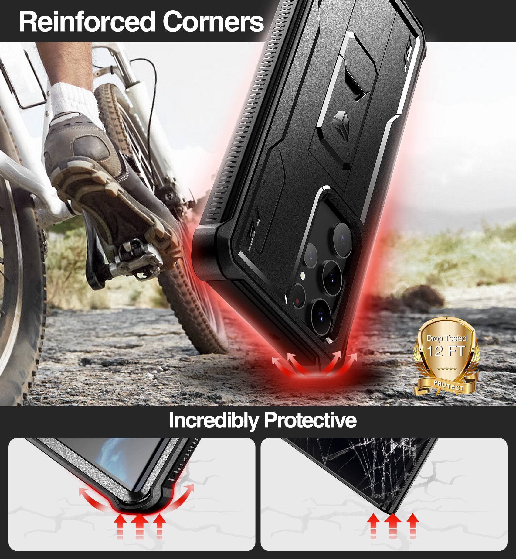 Reinforced Corners  
Drop Tested 12 FT  
PROTECT  
Incredibly Protective