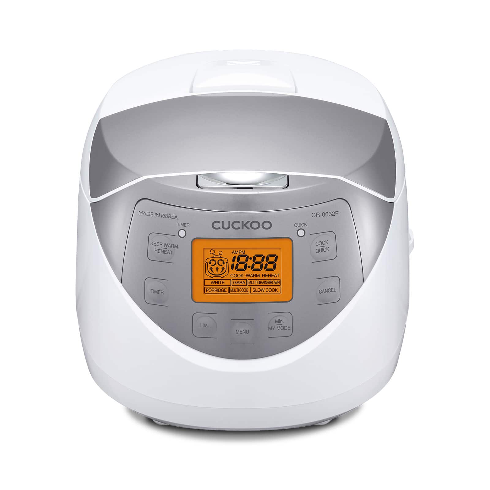 CUCKOO ELECTRONICS - Cuckoo Rice Cooker 12 Cups Cooked Warmer with Nonstick Pot 11 Menu Options and Micom Fuzzy Logic Tech (CR-0632F) - Gray