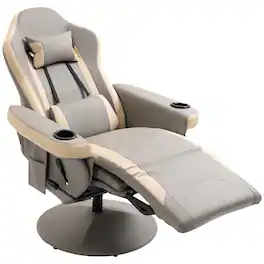 Homcom - Recliner Armchair PU Leather Lounge Chair w/ Adjustable Leg Rest, 135° Reclining Function - Gray