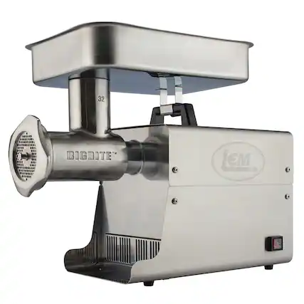 Front. LEM Product - #32 Big Bite Meat Grinder - 1.5 HP - Stainless.