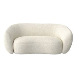 Simpli Home - Sherri 69 inch Wide Contemporary Loveseat Sofa in Vanilla Cream Boucle Performance Fabric - Vanilla Cream
