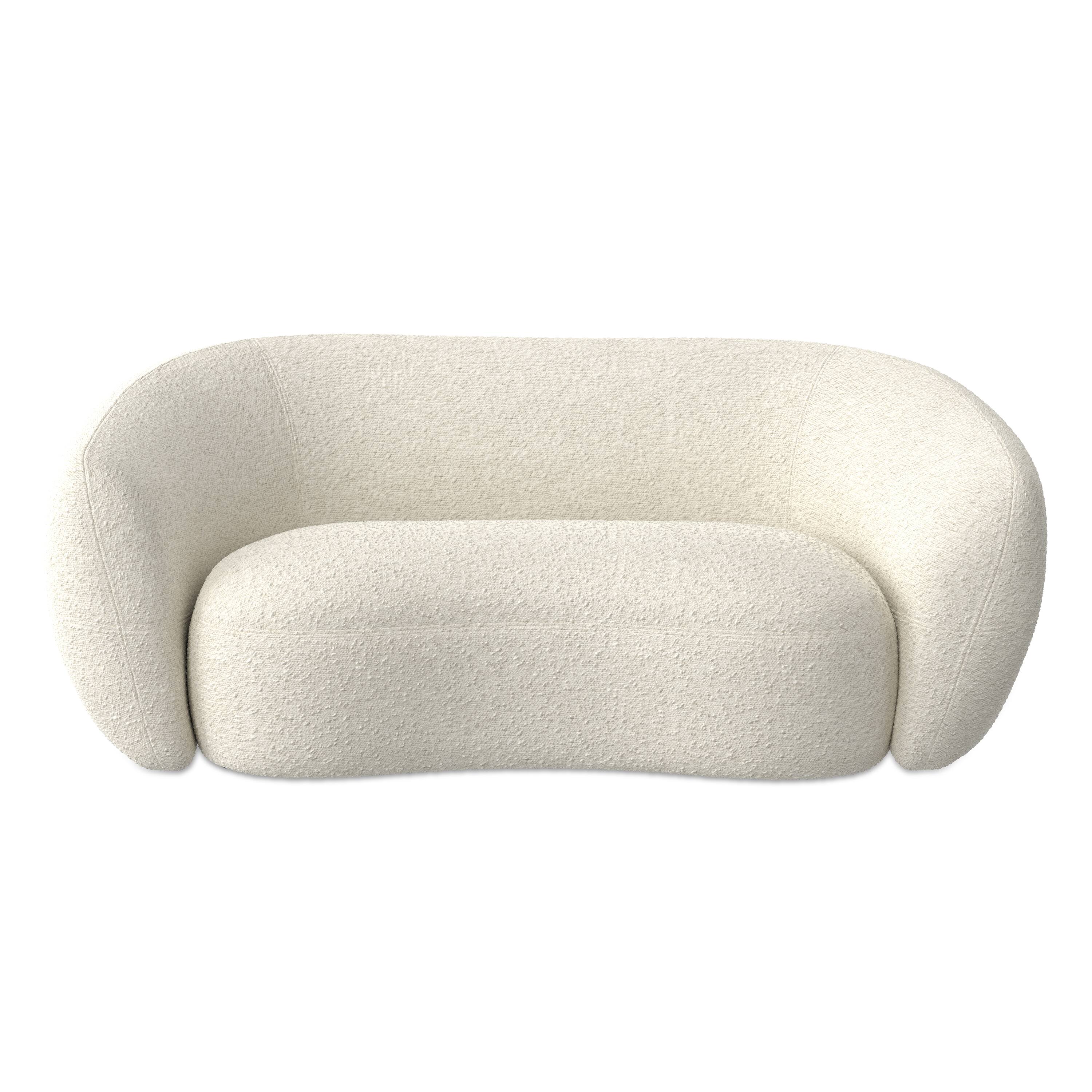 Front. Simpli Home - Sherri 69 inch Wide Contemporary Loveseat Sofa in Vanilla Cream Boucle Performance Fabric - Vanilla Cream.
