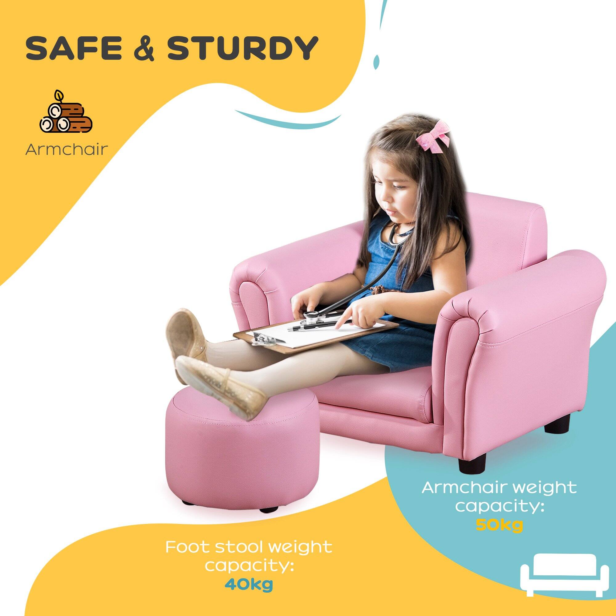 SAFE & STURDY

Armchair
- Armchair weight capacity: 50kg

Foot stool
- Foot stool weight capacity: 40kg