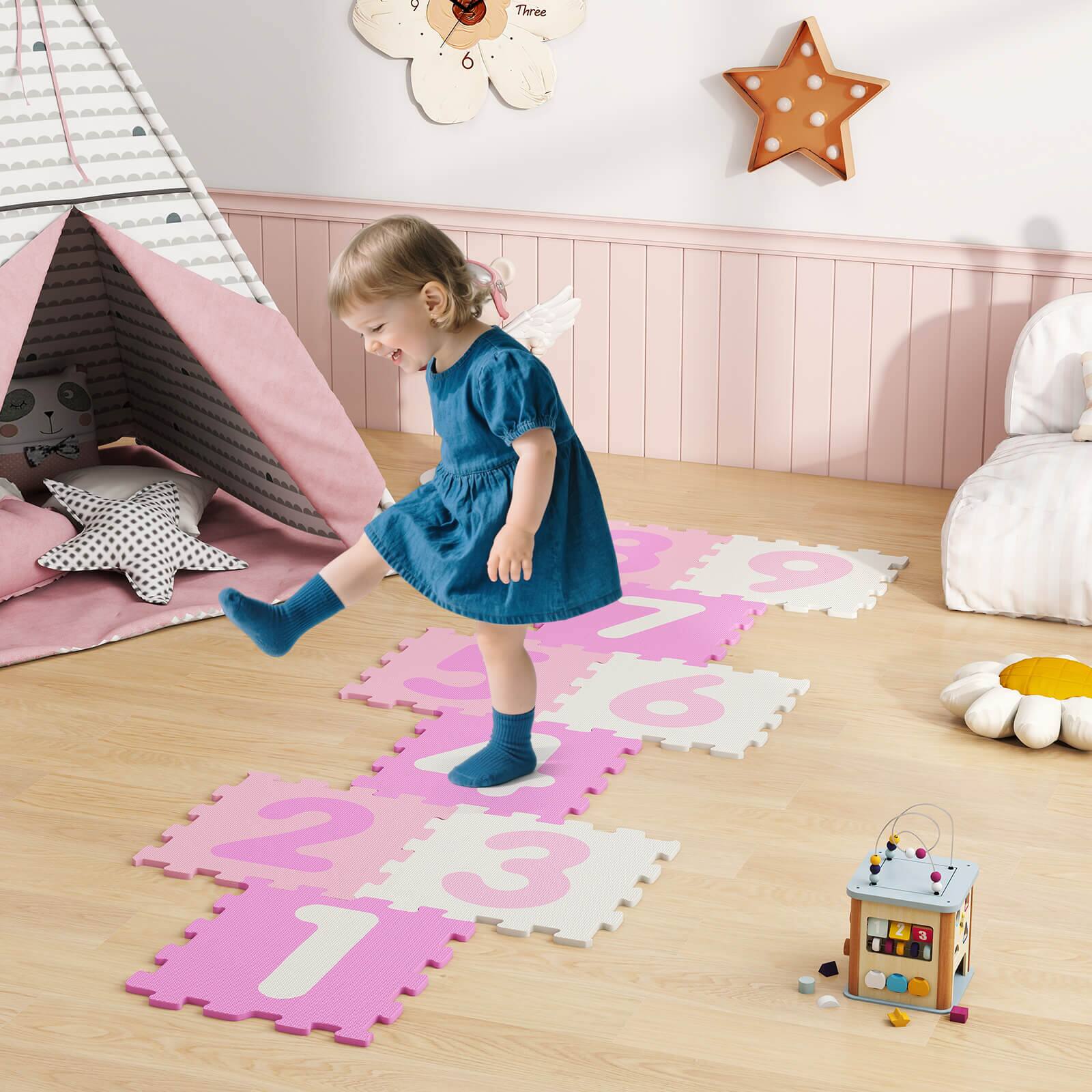 Alt View 4. Costway - Costway 9 PCS Kids Hopscotch Playmat with 3 Marker Discs & Detachable Numbers, Non-slip - Multicolor.