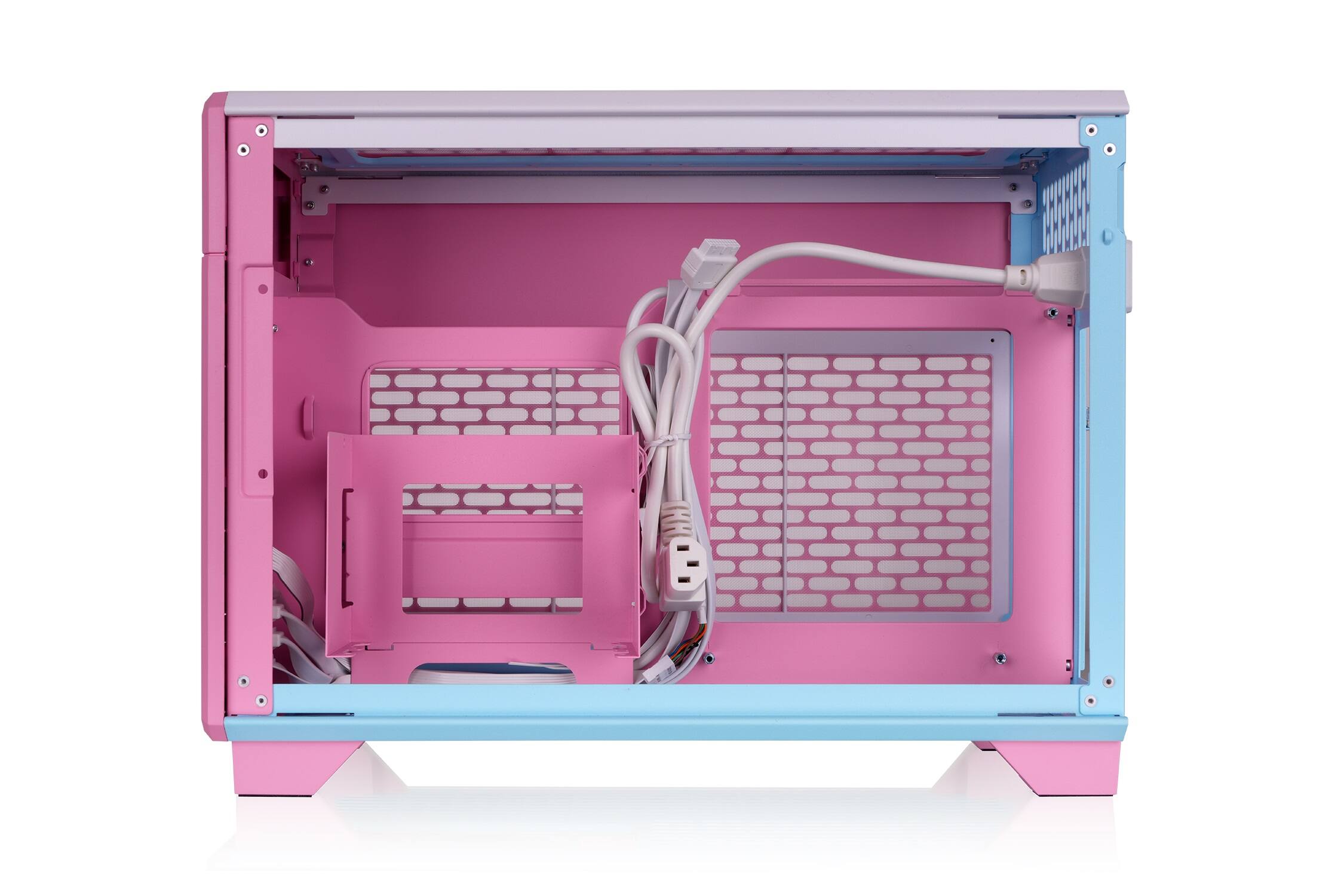 Back. Thermaltake - TR100 SFF mITX Mini Tower PC Case with PCIe 4.0 Riser Cable Included - Bubble Pink.