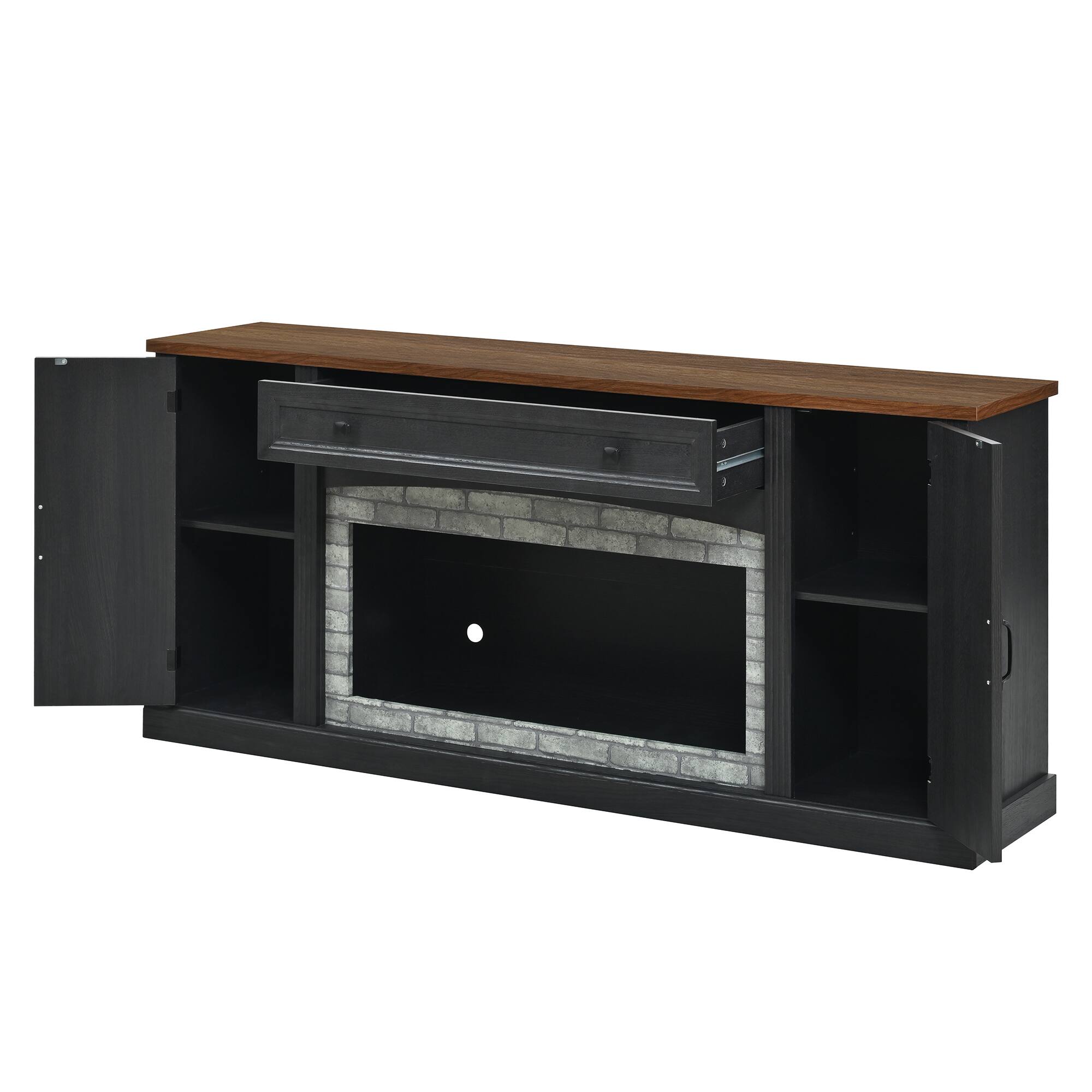 Alt View 1. Whisen - 70" TV Stand, Media Console Cabinet with Storage Drawer, Adjustable Shelves and Cable Management - Black.