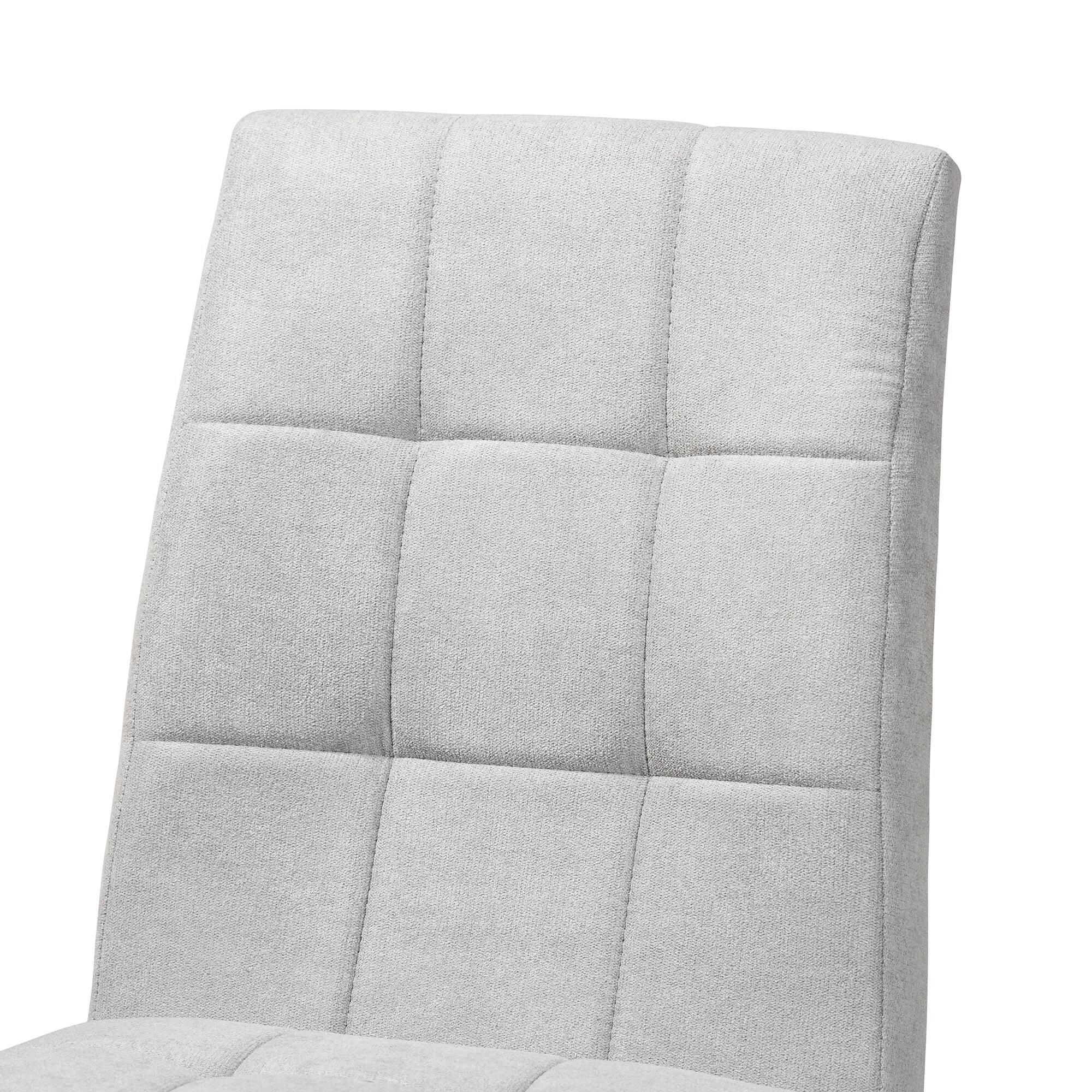 Back. Baxton Studio - Tara Mid Century Fabric Upholstered and Finished Wood 2-Piece Dining Chair Set - Light Grey/Walnut Brown.