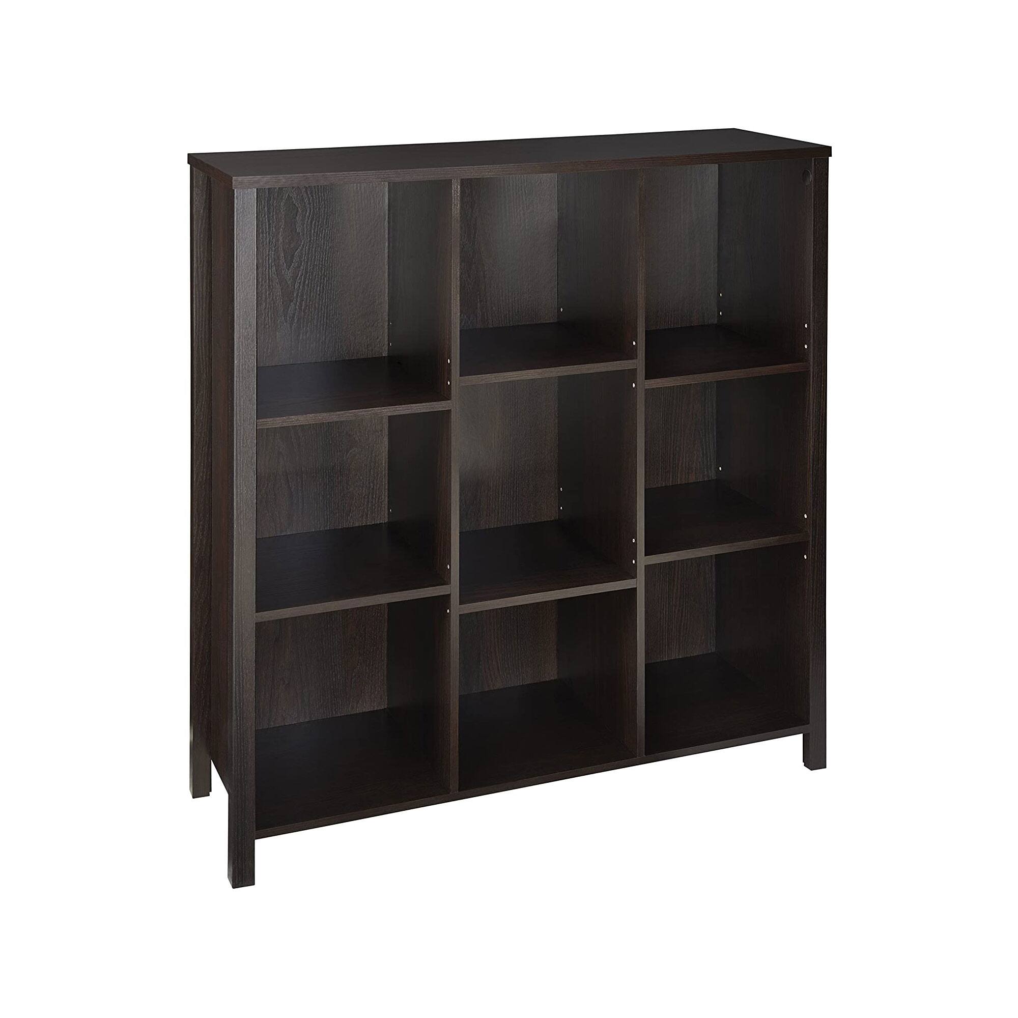 Front. ClosetMaid - ClosetMaid 1605800 Adjustable 9 Cube Storage Organizer Book Shelf, Black Walnut - Black Walnut.