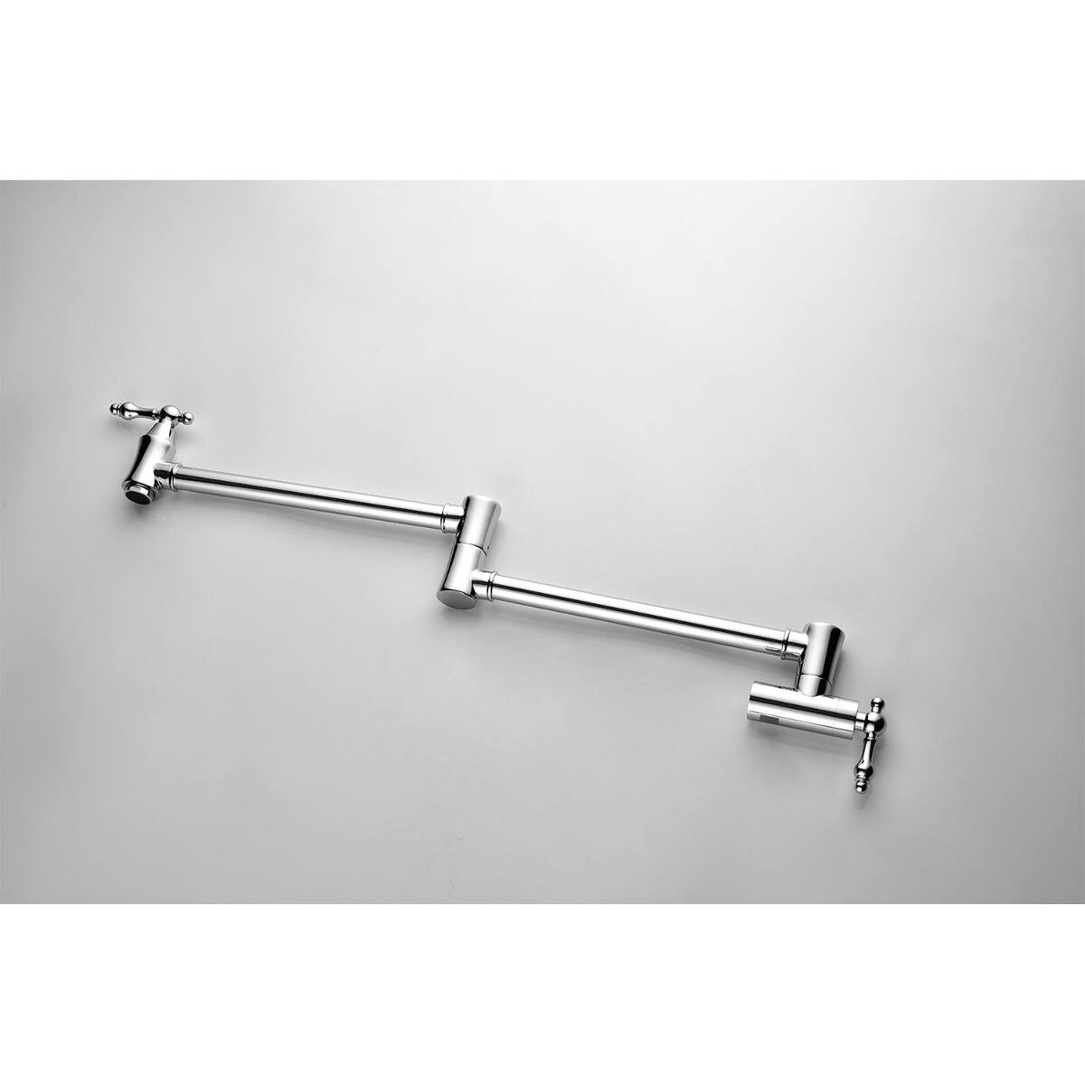 Back. Ropilly - Ropilly Wall Mount Pot Filler Faucet Chrome Brass Folding Swivel Arm Dual Handle Kitchen Faucet - Chrome.