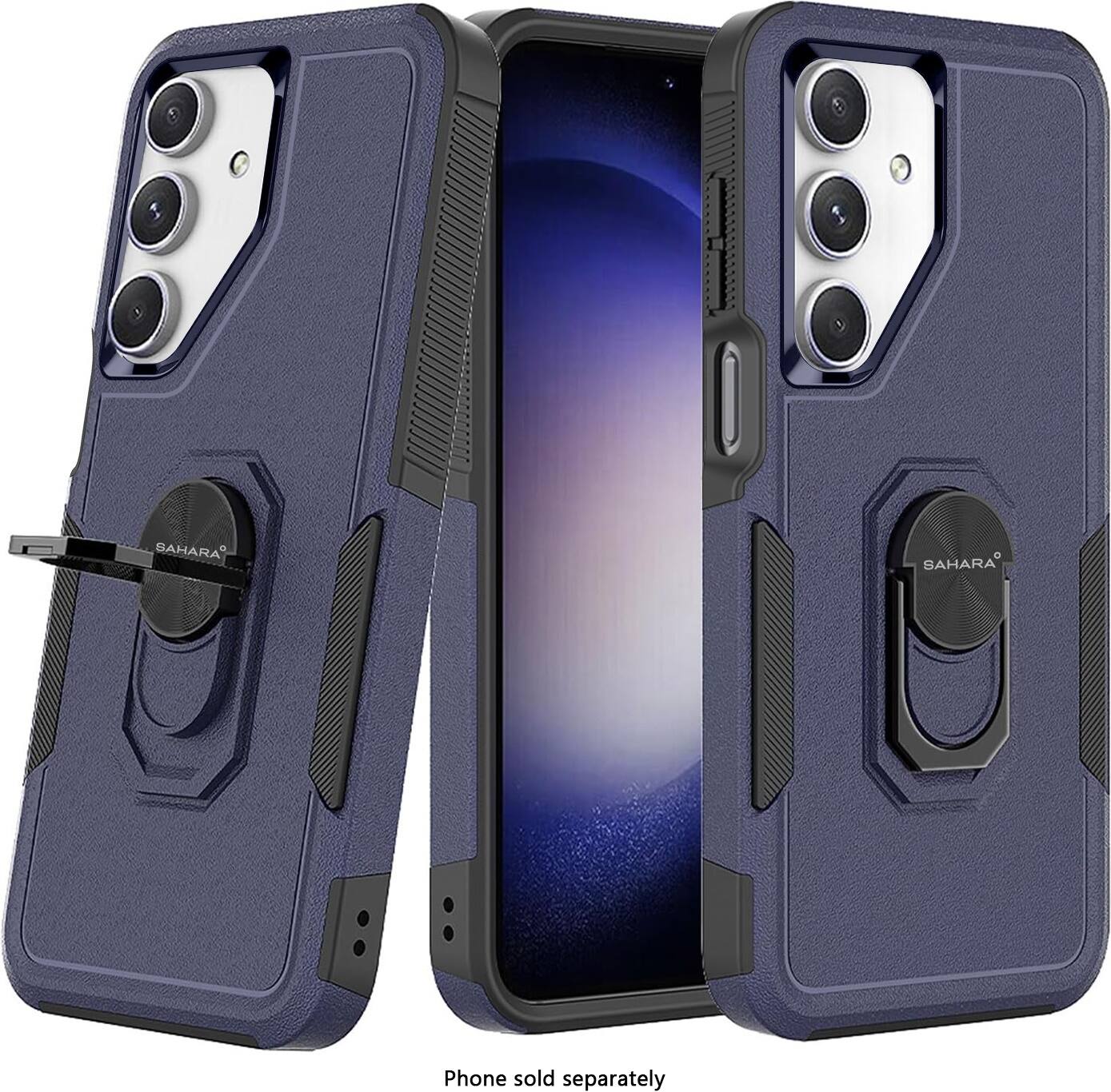 The image features a blue case for a phone, with the phone itself visible in the middle of the case. The case is designed to protect the phone and is sold separately. The phone is not included in the case, so it must be purchased separately.