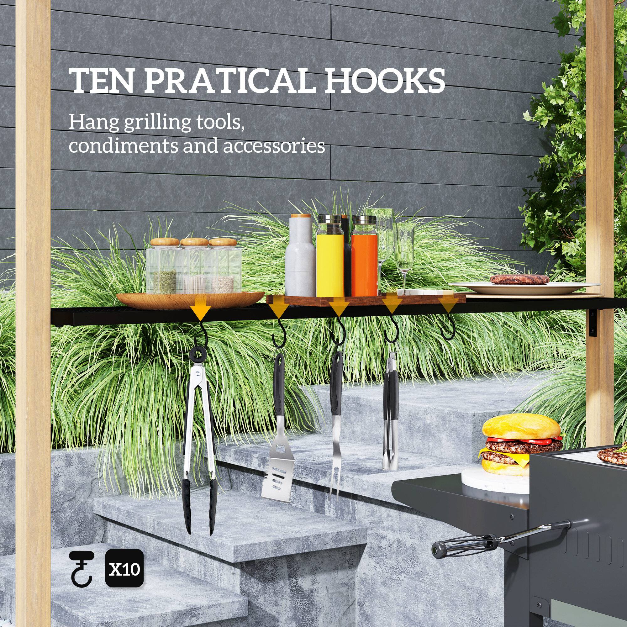 TEN PRATICAL HOOKS Hang grilling tools, condiments and accessories - 10 x10