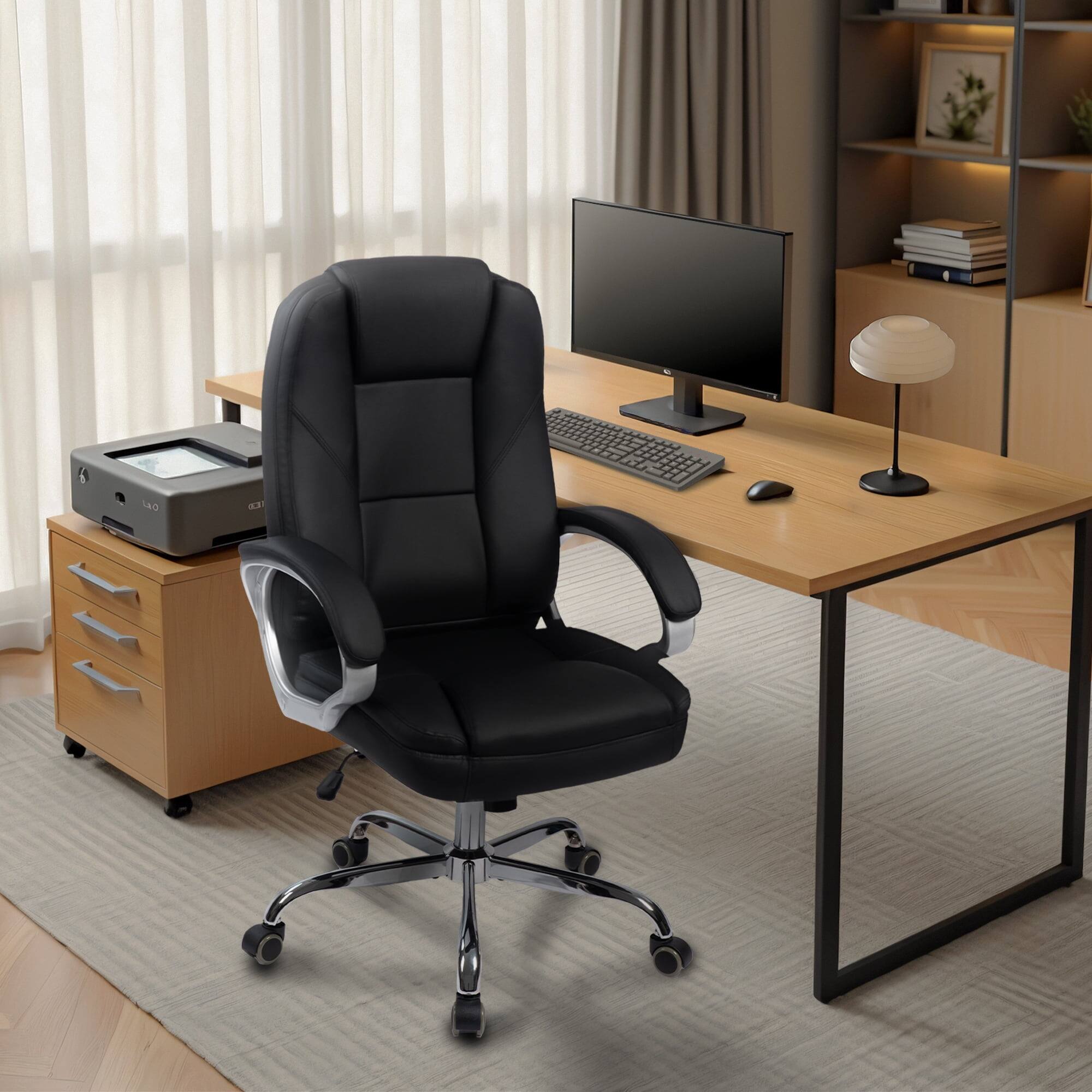 Left. Neo Chair - Ergonomic Gaming Office Chair High Back Adjustable PU Leather Lumbar Support Swivel Rolling Wheels Executive Task Chair - 2. Jet Black.