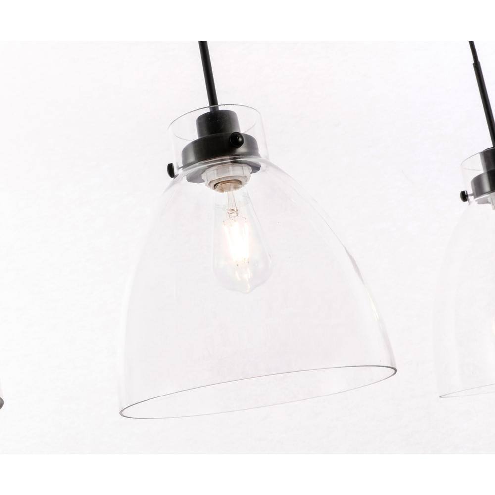 Alt View 2. Living District - Frey 3 light Black and Clear glass pendant - Black And Clear Glass.
