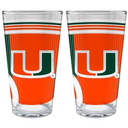 Great American Products - Miami Hurricanes Two-Piece 16oz. Pint Glass Set - Multicolor