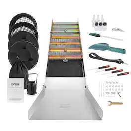 VEVOR - Folding Sluice Box Gold Panning Kit, 50 Inch 23pc Gold Prospecting Equipment Kit with Gold Pan, Classifier Screen - Silver