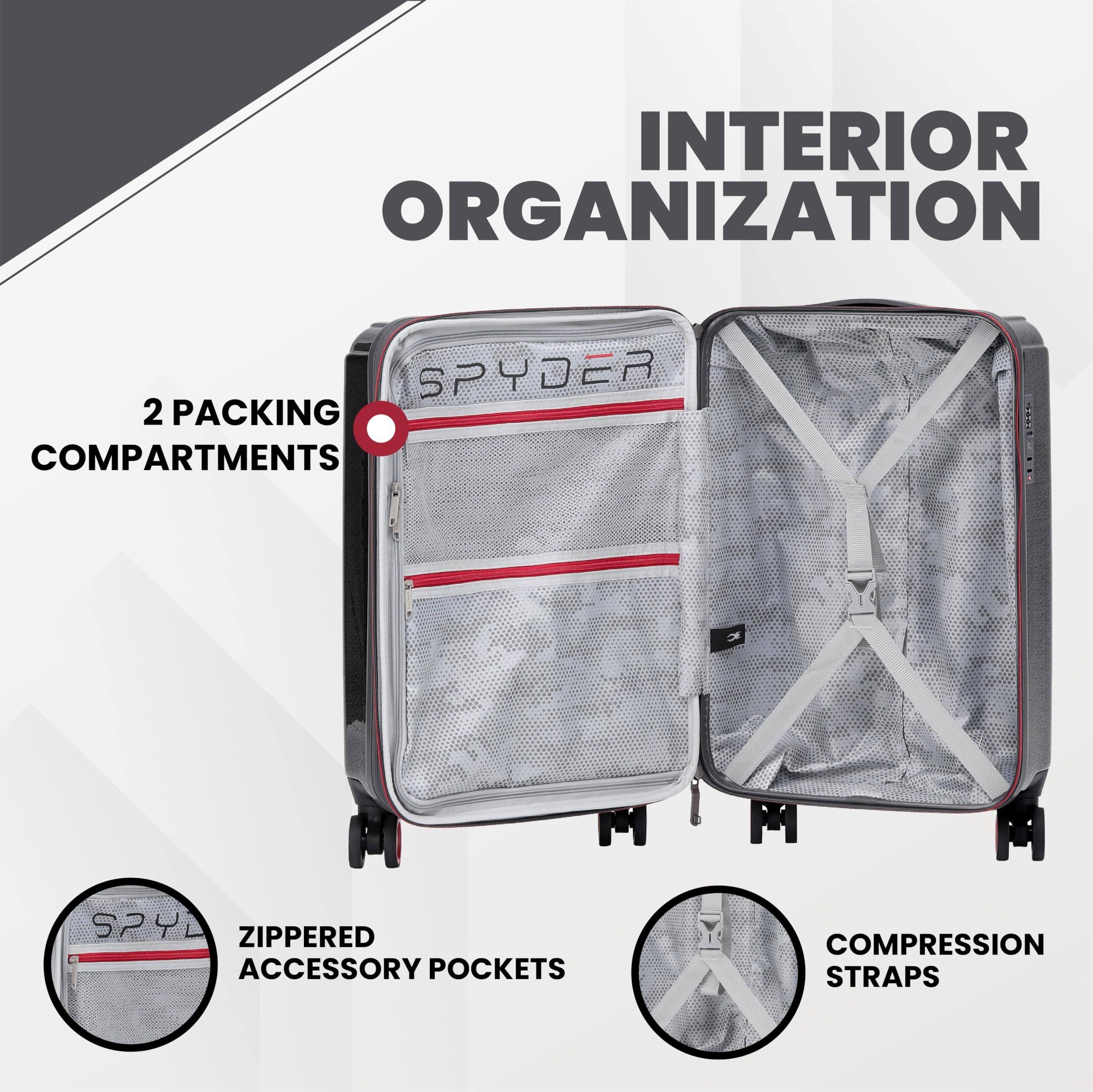 INTERIOR ORGANIZATION  
2 PACKING COMPARTMENTS  
ZIPPERED ACCESSORY POCKETS  
COMPRESSION STRAPS