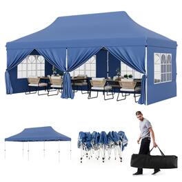 Kadyn - 10 x 20 FT Pop up Canopy with 6 Sidewalls and Windows and Carrying Bag for Party Wedding Picnic-Blue, Outdoor Party Tent