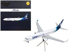 Boeing 737-900ER Alaska Airlines "One World" Tail Flaps Down GeminiJets 1/200 Scale Model - White with Blue