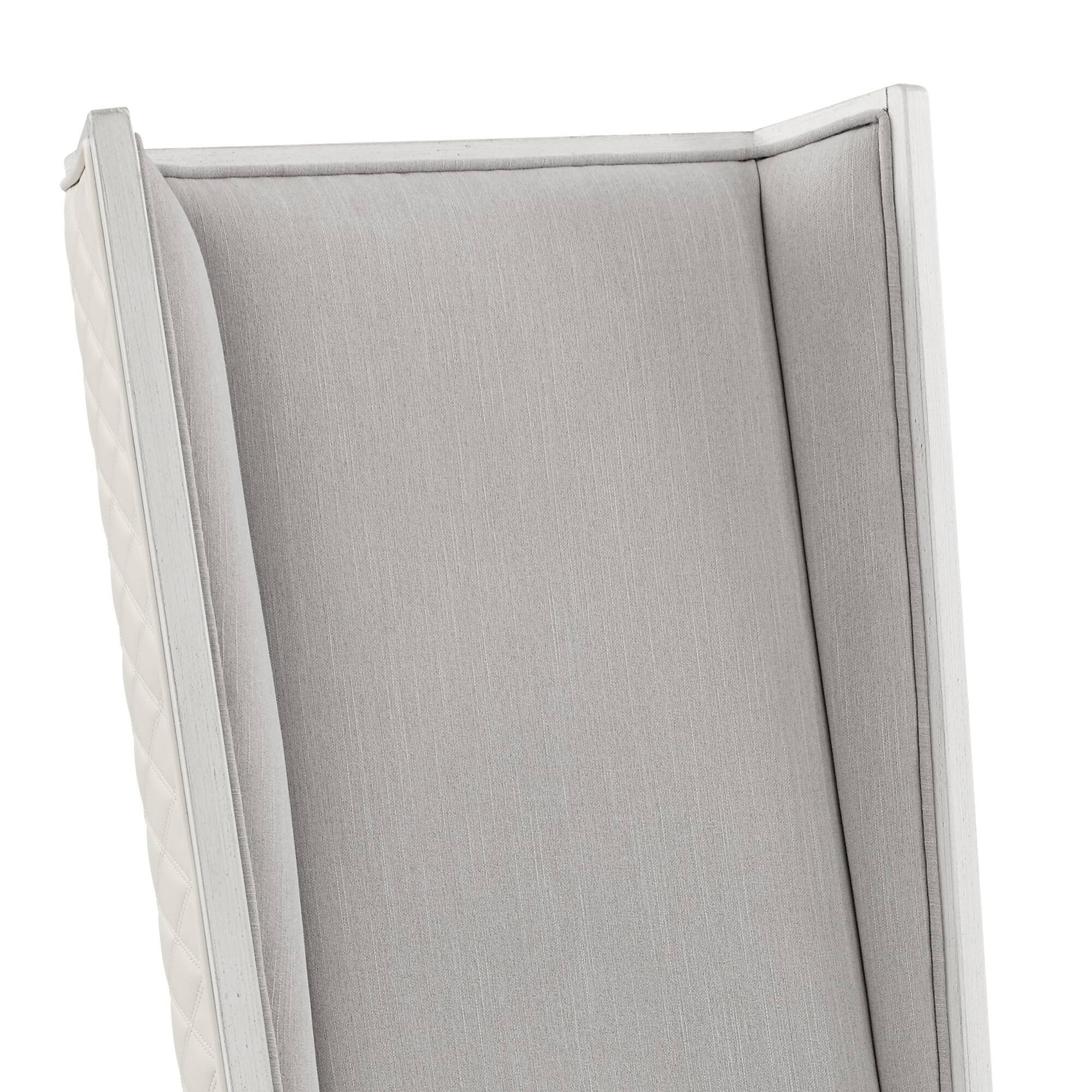 Alt View 1. GOODSILO - Modern Linen Upholstered Side Chair with Wooden Frame, Set of 2 - Gray+White.