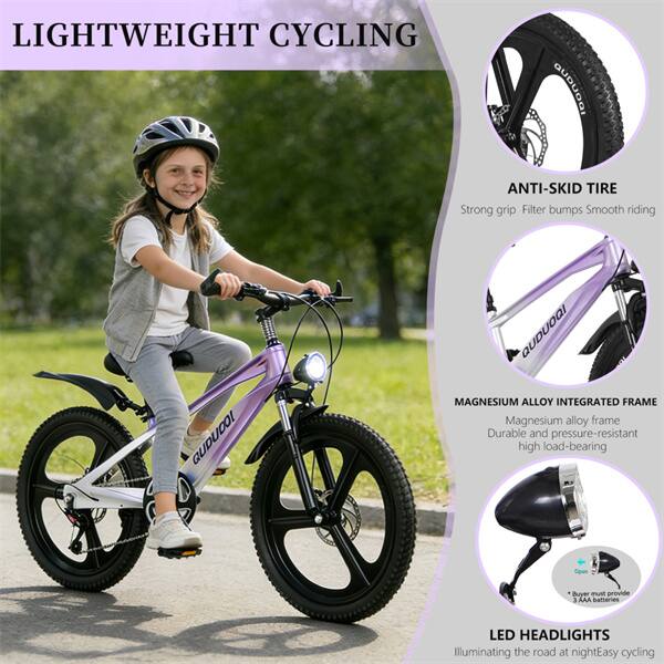 LIGHTWEIGHT CYCLING

ANTI-SKID TIRE
Strong grip, Filter bumps, Smooth riding

MAGNESIUM ALLOY INTEGRATED FRAME
Magnesium alloy frame, Durable and pressure-resistant, high load-bearing

LED HEADLIGHTS
Illuminating the road at night, Easy cycling
