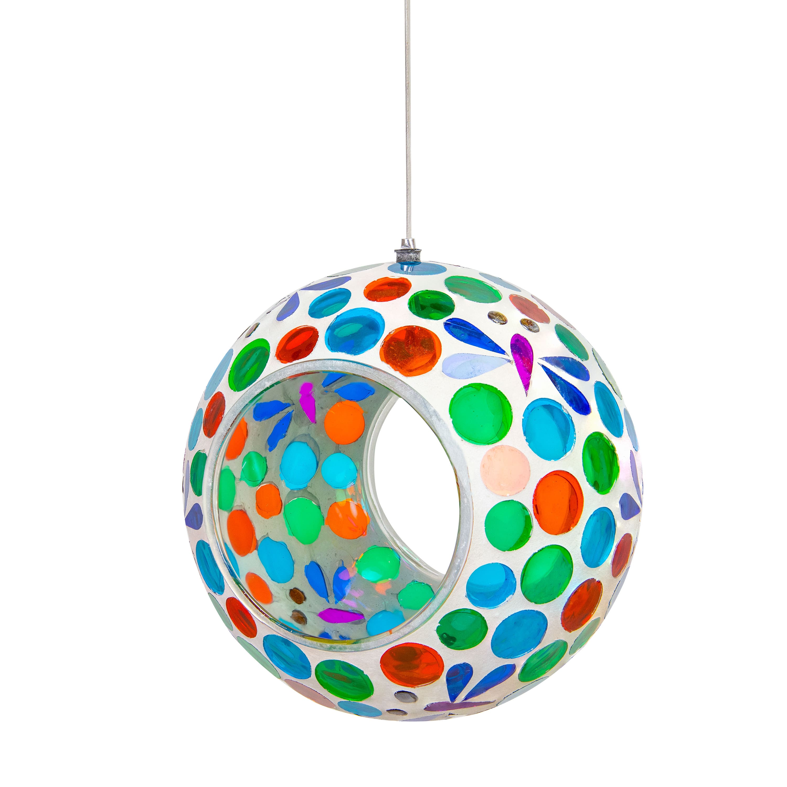 Sunnydaze - Glass Mosaic Fly-Through Hanging Bird Feeder - Dragonfly Dreams