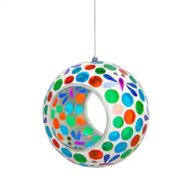 Sunnydaze - Glass Mosaic Fly-Through Hanging Bird Feeder - Dragonfly Dreams